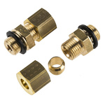 Legris Brass Pipe Fitting, Straight Compression Coupler, Male G 1/8in to Female 6mm