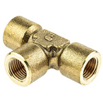 Legris Brass Pipe Fitting, Tee Threaded Equal Tee, Female BSPP 1/4in to Female BSPP 1/4in