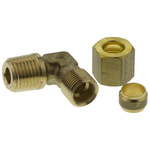 Legris Brass Pipe Fitting, 90° Compression Elbow, Male R 1/4in to Female 8mm