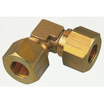 Legris Brass Pipe Fitting, 90° Compression Equal Elbow, Female to Female 8mm