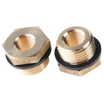 Legris Brass Pipe Fitting, Straight Threaded Reducer, Male G 3/8in to Female G 1/8in