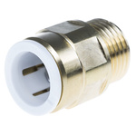John Guest Brass Pipe Fitting, Straight Push Fit Coupler, Male 1/2in to Female 15mm
