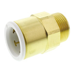 John Guest Brass Pipe Fitting, Straight Push Fit Coupler, Male 3/4in to Female 22mm