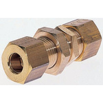 Legris Brass Pipe Fitting, Straight Compression Bulkhead Coupler, Female to Female 4mm