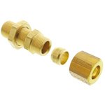Legris Brass Pipe Fitting, Straight Compression Bulkhead Coupler, Female to Female 8mm