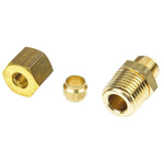 Legris Brass Pipe Fitting, Straight Compression Coupler, Male R 1/4in to Female 6mm