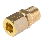 Legris Brass Pipe Fitting, Straight Compression Coupler, Male R 1/4in to Female 8mm