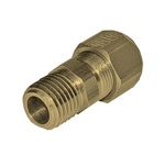 Legris Brass Pipe Fitting, Straight Compression Stud Fitting, Male NPT 1/4in 8mm