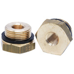 Legris Brass Pipe Fitting, Straight Threaded Reducer, Male G 3/4in to Female G 1/4in