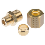 Legris Brass Pipe Fitting, Straight Compression Coupler, Male R 1/8in to Female 8mm