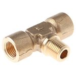 Legris Brass Pipe Fitting, Tee Threaded Branch Tee, Female BSPP 1/4in to Female BSPP 1/4in