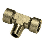 Legris Brass Pipe Fitting, Tee Threaded Branch Tee, Female BSPP 3/8in to Female BSPP 3/8in