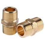 Legris Brass Pipe Fitting, Straight Threaded Adapter, Male R 3/8in to Male R 3/8in