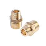 Legris Brass Pipe Fitting, Straight Threaded Adapter, Male R 1/2in to Male R 3/8in