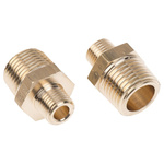 Legris Brass Pipe Fitting, Straight Threaded Adapter, Male R 1/2in to Male R 1/4in