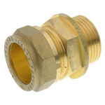 Pegler Yorkshire Brass Pipe Fitting, Straight Compression Coupler, Male G 3/4in to Female 22mm