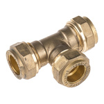 Pegler Yorkshire Brass Pipe Fitting, Tee Compression Equal Tee, Female to Female 15mm