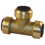 Pegler Yorkshire Brass Pipe Fitting, Tee Push Fit Equal Tee, Female to Female 15mm