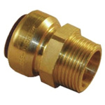 Pegler Yorkshire Brass Pipe Fitting, Straight Push Fit Taper Coupler, Male R 1/2in to Female 15mm