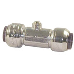Pegler Yorkshire Brass Pipe Fitting, Straight Push Fit Service Valve, Female to Female 15mm