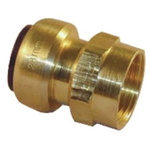 Pegler Yorkshire Brass Pipe Fitting, Straight Push Fit Coupler, Female G 1/2in to Female 15mm