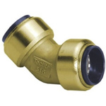 Pegler Yorkshire Brass Pipe Fitting, Obtuse Push Fit Elbow, Female to Female 15mm