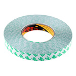 3M 9087 White Double Sided Plastic Tape, 0.26mm Thick, 5.2 N/cm, PVC Backing, 19mm x 50m