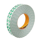 3M 9087 White Double Sided Plastic Tape, 0.26mm Thick, 5.2 N/cm, PVC Backing, 25mm x 50m