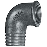 Georg Fischer Black Oxide Malleable Iron Fitting, 90° Elbow, Male BSPT 1in to Female BSPP 1in