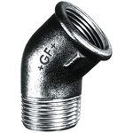 Georg Fischer Black Oxide Malleable Iron Fitting, 45° Elbow, Male BSPT 1/2in to Female BSPP 1/2in