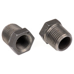 Georg Fischer Black Malleable Iron Fitting, Straight Reducer Bush, Male BSPT 1/2in to Female BSPP 3/8in