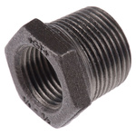 Georg Fischer Black Malleable Iron Fitting, Straight Reducer Bush, Male BSPT 3/4in to Female BSPP 1/2in