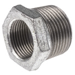 Georg Fischer Galvanised Malleable Iron Fitting, Straight Reducer Bush, Male BSPT 1in to Female BSPP 3/4in