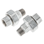 Georg Fischer Galvanised Malleable Iron Fitting Taper Seat Union, Male BSPT 1/2in to Female BSPP 1/2in