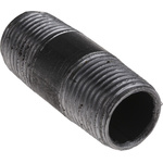 RS PRO Black Malleable Iron Fitting Barrel Nipple, Male BSPT 1/2in to Male BSPT 1/2in