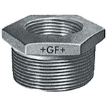 Georg Fischer Black Malleable Iron Fitting, Straight Reducer Bush, Male BSPT 1-1/2in to Female BSPP 1/2in
