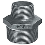 Georg Fischer Black Malleable Iron Fitting Reducer Hexagon Nipple, Male BSPT 1/2in to Male BSPT 1/4in