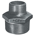 Georg Fischer Black Malleable Iron Fitting Reducer Hexagon Nipple, Male BSPT 1in to Male BSPT 3/4in
