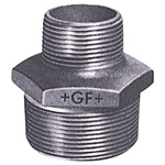 Georg Fischer Galvanised Malleable Iron Fitting Reducer Hexagon Nipple, Male BSPT 1/2in to Male BSPT 3/8in