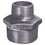 Georg Fischer Galvanised Malleable Iron Fitting Reducer Hexagon Nipple, Male BSPT 3/4in to Male BSPT 3/8in