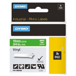1805420 | Dymo White on Green Label Printer Tape, 19 mm Width, 18 ft Length for Rhino 4200, Rhino 5200, Rhino 6000