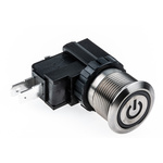 RS PRO Single Pole Double Throw (SPDT) Latching Push Button Switch, IP67, 19.1 (Dia.)mm, Panel Mount, Power Symbol, 250