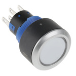 RS PRO Double Pole Double Throw (DPDT) White LED Push Button Switch, IP65, 22.2 (Dia.)mm, Panel Mount, 250V ac