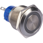 RS PRO Single Pole Double Throw (SPDT) Momentary Blue LED Push Button Switch, IP67, 22.2 (Dia.)mm, Panel Mount, 250V ac
