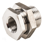 Legris Stainless Steel Pipe Fitting, Straight Hexagon Bulkhead Adapter, Female G 1/4in