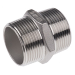 RS PRO Stainless Steel Pipe Fitting Hexagon Hexagon Nipple, Male R 1-1/4in x Male R 1-1/4in