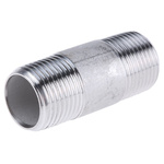 RS PRO Stainless Steel Pipe Fitting, Straight Circular Barrel Nipple, Male R 3/8in x Male R 3/8in