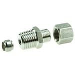 Legris Stainless Steel Pipe Fitting, Straight Hexagon Coupler, Male BSP 1/4in