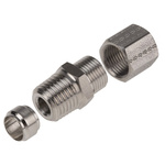 Legris Stainless Steel Pipe Fitting, Straight Hexagon Coupler, Male BSP 1/4in