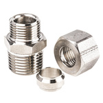 Legris Stainless Steel Pipe Fitting, Straight Hexagon Coupler, Male BSP 1/2in